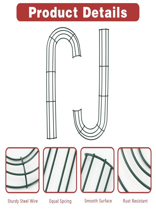 Linsuminn Candy Cane Wreath Frame Christmas Decorations, 14 Inch Metal Wire Wreath Form, 2 Pack Dark Green J Letter Shaped Wreaths Rings for Christmas New Year Front Door Home Outdoor Decor DIY Crafts Supplies - Image 3